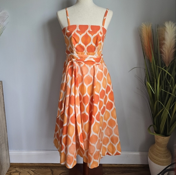 Anthropologie, New, Maeve Freya Coral Poplin Fit & Flare Midi Sun Dress, Size 6 - Picture 4 of 15